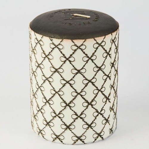A Hand Decorated Candle in Velvet Pouch from Pernici Italy