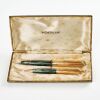Monblanc Masterpiece Fountain Pen and PIX Pencil Set in Striated Green Celluloid, Boxed, Circa 1950's - 5