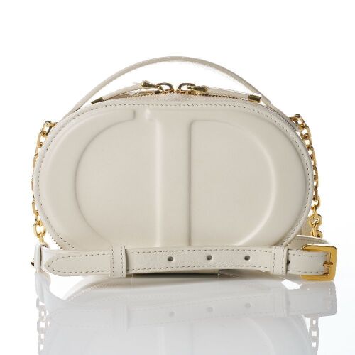 Christian Dior, White Calfskin CD Signature Camera Bag