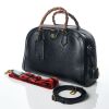 Gucci, Black Textured Dollar Calfskin Leather Medium Diana Duffle Bag - 2