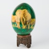 A Hand-Decorated South African Ostrich Egg with Base
