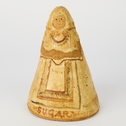 A Vintage Pottery Babushka Lady Sugar Cannister