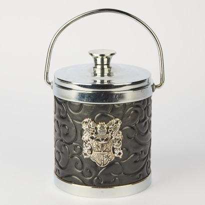 A Retro Leather Coat of Arms Ice Bucket