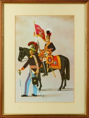 A Vintage Numbered Lithograph Frame 'British Military Uniforms and Equipment'
