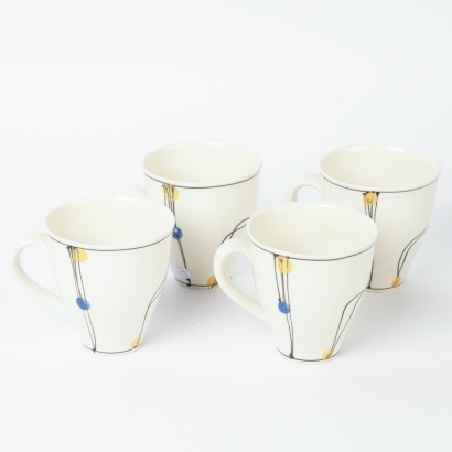 A Set of Four Royce McGlashen Pottery 'Mondo' Mugs