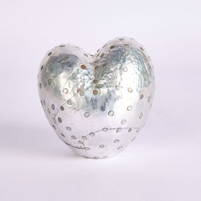 A Contemporary aluminum and Steel Nail 'HEART' by New Zealand sculptor Davey McGhie