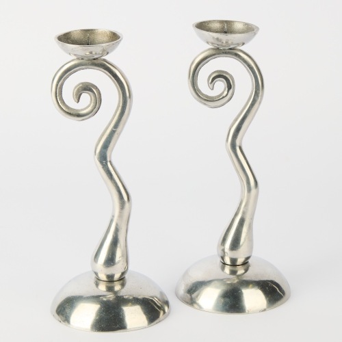 A Pair of Aluminium Candle Holders