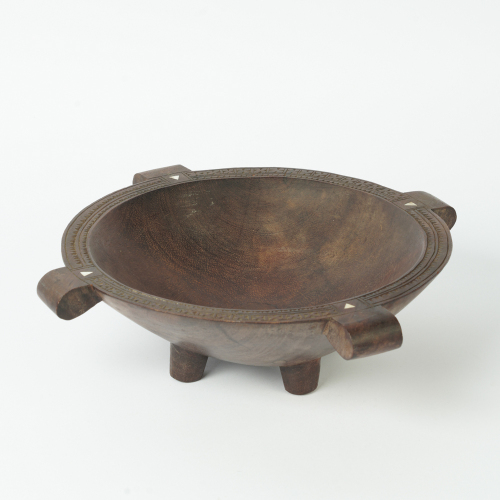 A Large Kava Bowl with Shell Inlay