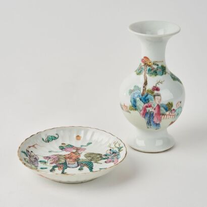A Set of Two Chinese Qing Dynasty Famille-rose Porcelains