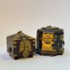 A Set of Two Chinese Aged Wooden and Copper-Clad Jewelry Boxes