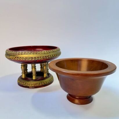 A Set of Two Aged Wooden Trays
