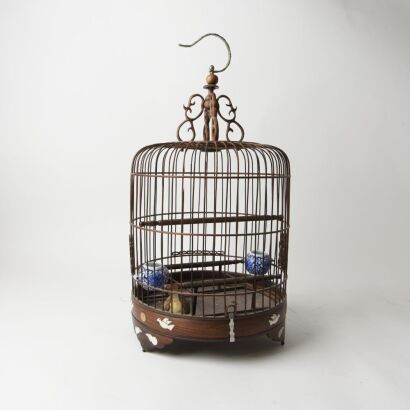 A Chinese 20th Century Bamboo Weaving Birdcage