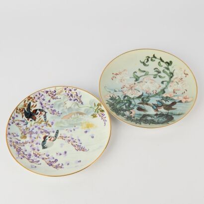 A Set of Two Chinese Painted 'Flower and Bird' Dishes