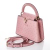 Louis Vuitton, Rose Calyso Ostrich Capucines Handbag, Size Mini - 2