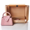 Louis Vuitton, Rose Calyso Ostrich Capucines Handbag, Size Mini - 6