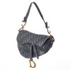 Christian Dior, Grey Oblique Saddle Bag with Shoulder Strap - 2
