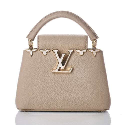 Louis Vuitton, Grey Taurillion Flower Crown Capucines Handbag, Size Mini