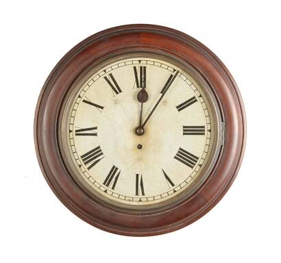 A Mid Victorian English Mahogany Circular Wall Clock
