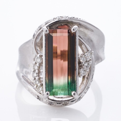 Platinum, 4.00ct Tourmaline / 0.29ct Diamond Dress Ring