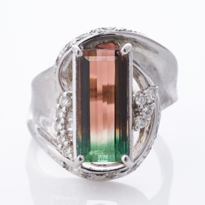 Platinum, 4.00ct Tourmaline / 0.29ct Diamond Dress Ring