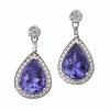 14ct White Gold, 10.00ct Tanzanite / 0.96ct Diamond Drop Earrings