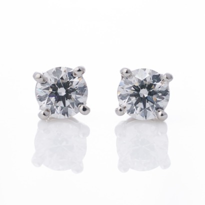 Tiffany & Co, Platinum, Classic, 0.60ct Diamond Stud Earrings