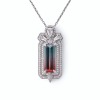 18ct White Gold, Modern, 8.82ct High Quality Watermelon Tourmaline / 1.42ct Diamond Pendant on 18ct White Gold, Cable Link Chain