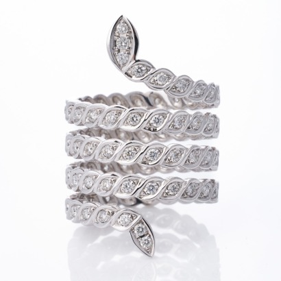 18ct White Gold, Contemporary, 1.29ct Diamond Snake Dress Ring