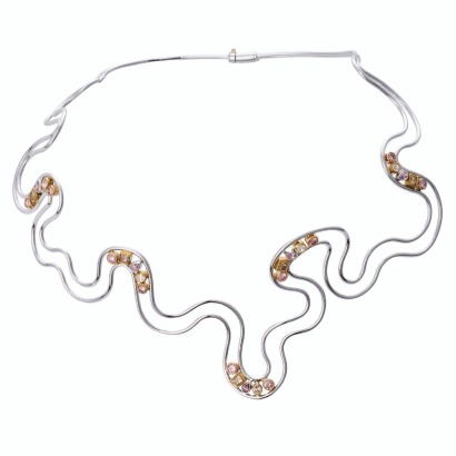 Percy Marks, 'Colour of the Kimberleys' , An important 18ct White Gold, Multi-Colour Diamond Choker Necklace