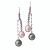 18ct White Gold Pearl, Pink Sapphire / Diamond Drop Earrings