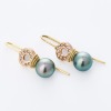18ct Yellow / Rose Gold, 10mm Black Pearl / 0.33ct Diamond Earrings - 2