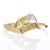 18ct Yellow / White Gold, 9.65ct Blue Topaz / Aquamarine 'Roofline' Bangle