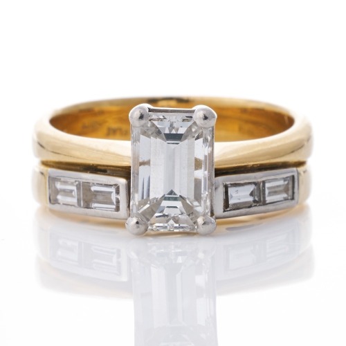 18ct Yellow Gold / Platinum, Modern, 1.55ct Diamond / 0.48ct Diamond Ring Set