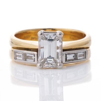 18ct Yellow Gold / Platinum, Modern, 1.55ct Diamond / 0.48ct Diamond Ring Set