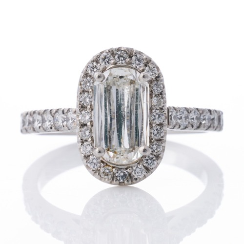 Sutcliffe, An Important, Platinum, 1.22ct Criss Cut Diamond Centre - GIA Certified / 0.69cts Diamond Halo Ring