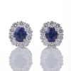 18ct White Gold, 1.20ct Sapphire / 1.00ct Diamond Cluster Earrings