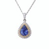 18ct Yellow Gold / Platinum, 2.33ct Sapphire / 0.21ct Diamond Cluster Pendant on 50cm Trace Chain