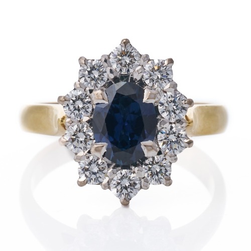 Landau Jewellery, 18ct Yellow / White Gold, 1.40ct Sapphire / 1.00ct Diamond Cluster Ring