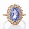 22ct Yellow Gold, Handmade, 4.75ct Sapphire / 1.00ct Diamond Cluster Ring