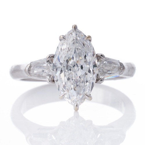 18ct White Gold, 1.63ct Diamond / 0.28ct Diamond Ring, GIA certified