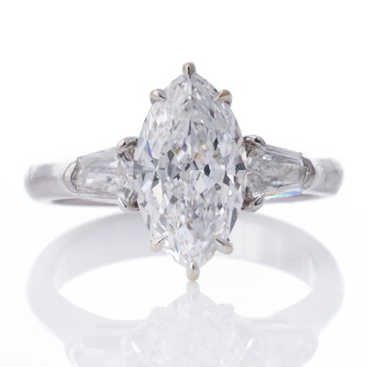 18ct White Gold, 1.63ct Diamond / 0.28ct Diamond Ring, GIA certified
