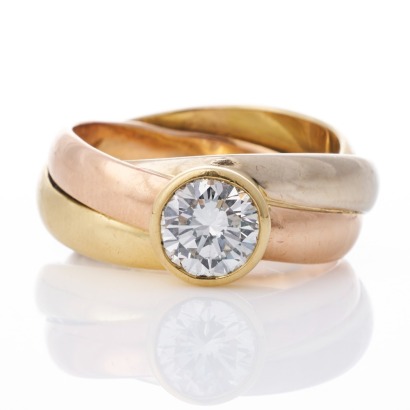 18ct Tri-Colour Gold, 1.01ct Diamond Russian Wedding Style Ring