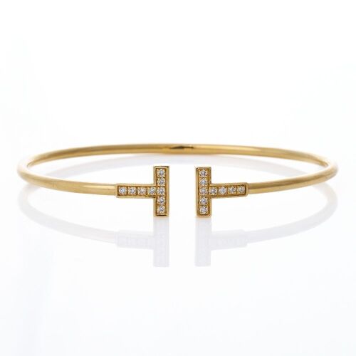 Tiffany & Co, 18ct Yellow Gold, 0.24ct Diamond 'T' Wire Bracelet