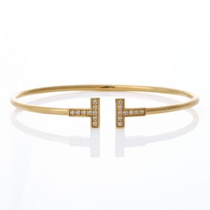 Tiffany & Co, 18ct Yellow Gold, 0.24ct Diamond 'T' Wire Bracelet