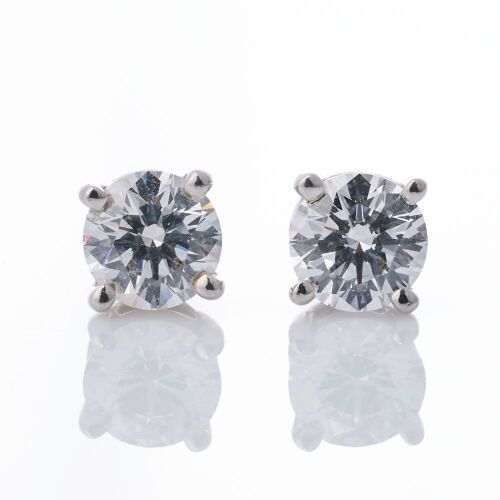 Tiffany & Co, Platinum, Classic, 0.80ct Diamond Stud Earrings