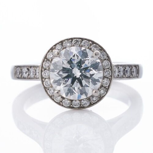 Partridge Jewellers, Platinum, Modern, 1.79ct Diamond / 0.48ct Diamond Cluster Ring, IGI certified