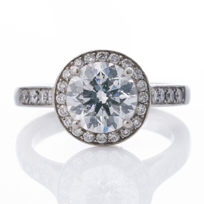 Partridge Jewellers, Platinum, Modern, 1.79ct Diamond / 0.48ct Diamond Cluster Ring, IGI certified