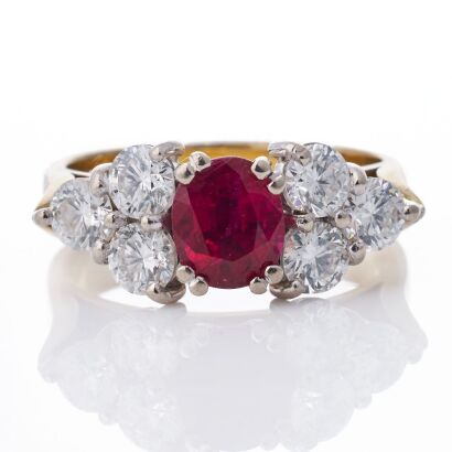 18ct White / Yellow Gold, 1.13ct Ruby / 1.20ct Diamond Dress Ring