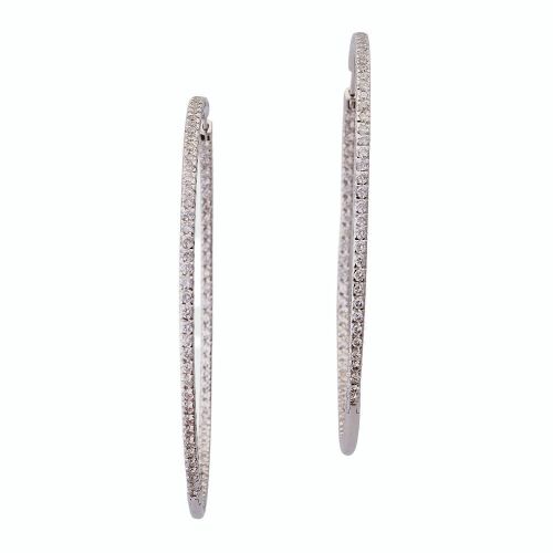 18ct White Gold, 2.50ct Diamond Hoop Earrings