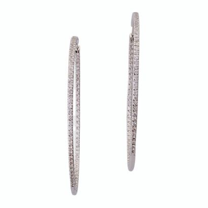 18ct White Gold, 2.50ct Diamond Hoop Earrings